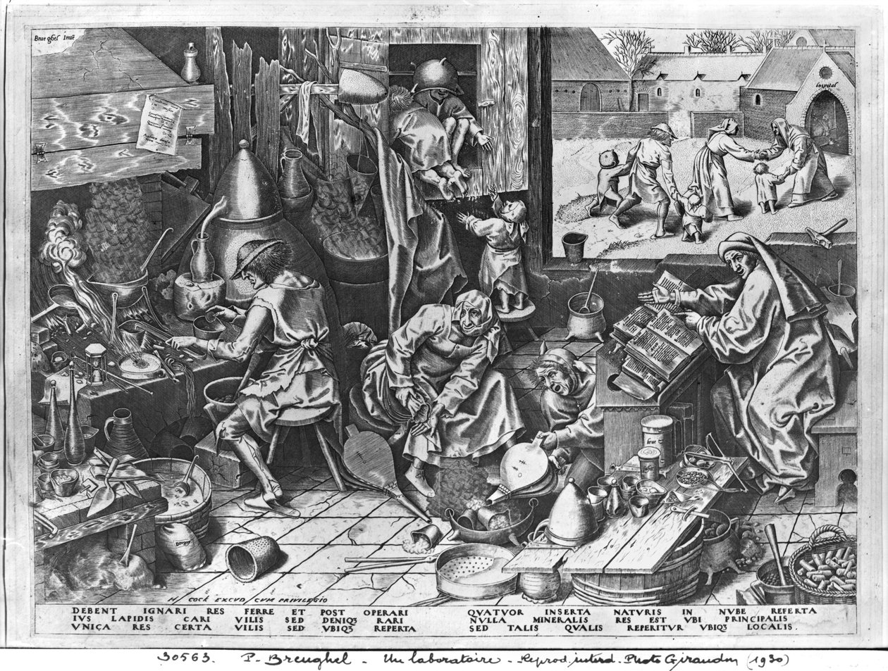 Alchemik przy pracy, grafika Hieronima Koguta (ok. 1510-70) autorstwa Pieter Bruegel the Elder