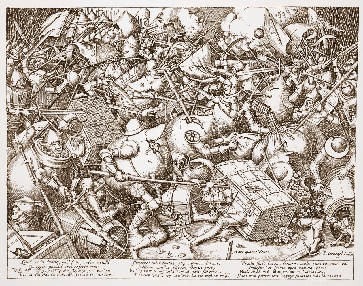 Bitwa o pieniądze, sztychowana przez Pietera van der Heyden, po 1570 autorstwa Pieter Bruegel the Elder