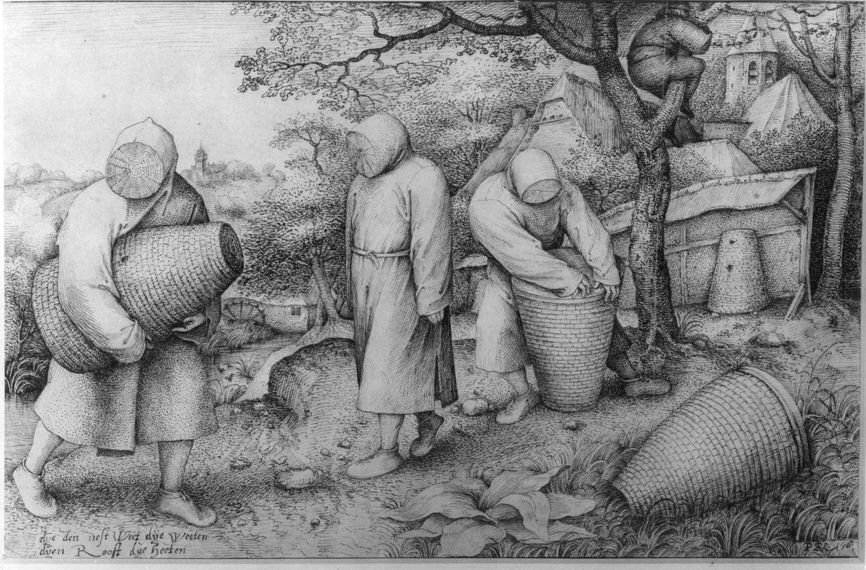 Pszczelarze, „Jeśli wiesz, gdzie jest skarb, możesz go okraść”, ok. 1567–1568 autorstwa Pieter Bruegel the Elder