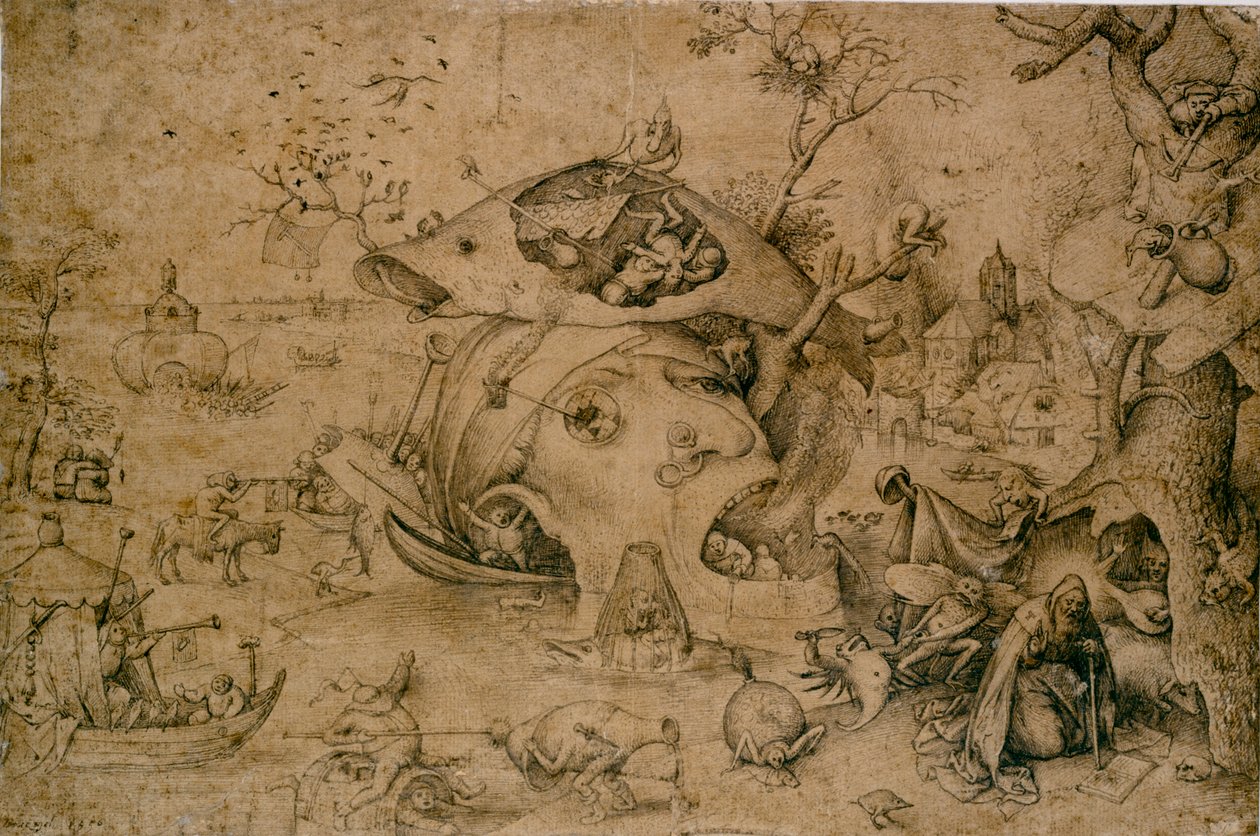 Kuszenie św. Antoniego, XVI w. autorstwa Pieter Bruegel the Elder