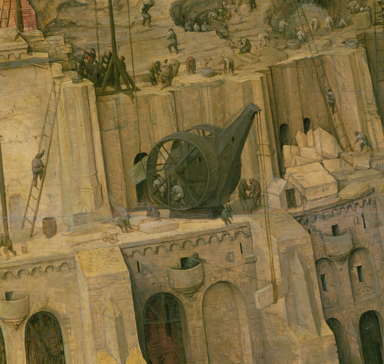 Wieża Babel, fragment prac budowlanych, 1563 (detal 345) autorstwa Pieter Bruegel the Elder