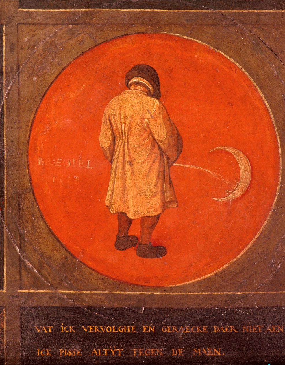 Cokolwiek robię, nie żałuję, ciągle sikam na księżyc, c1558-1560 autorstwa Pieter Bruegel the Elder