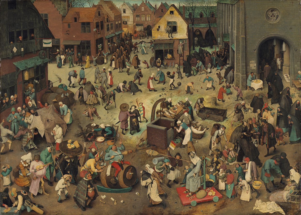 Niemiecki: Kampf zwischen Fasching und Fasten Walka między karnawałem a postem autorstwa Pieter Brueghel the Elder