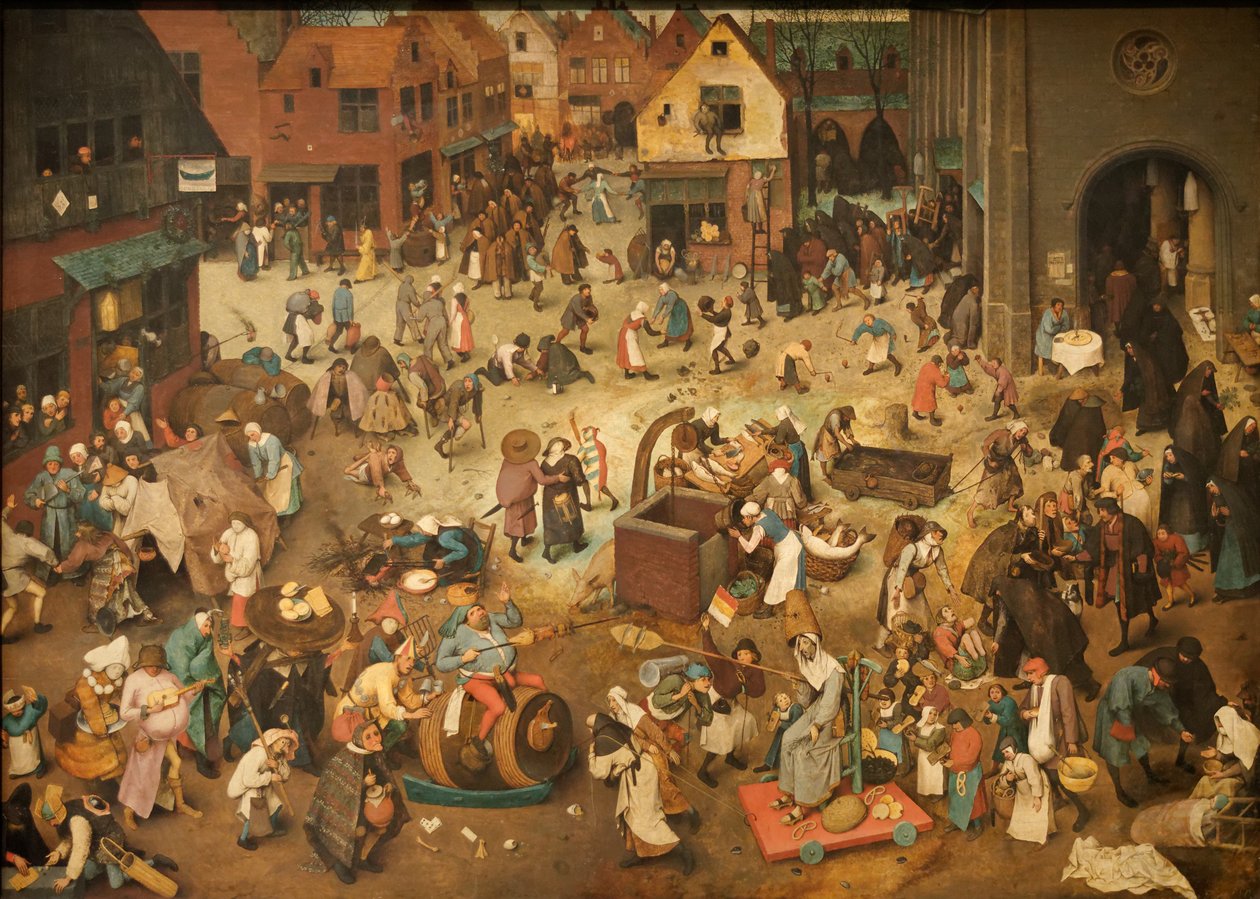Niemiecki: Kampf zwischen Fasching und Fasten Walka między karnawałem a postem autorstwa Pieter Brueghel the Elder
