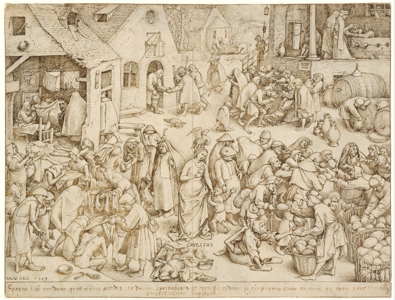 Siedem cnót 3 Dobroczynność autorstwa Pieter Brueghel the Elder