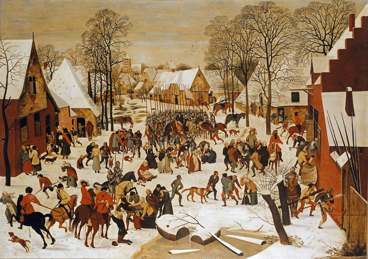 Zimowa scena z masakrą niewinnych autorstwa Pieter Brueghel the Younger