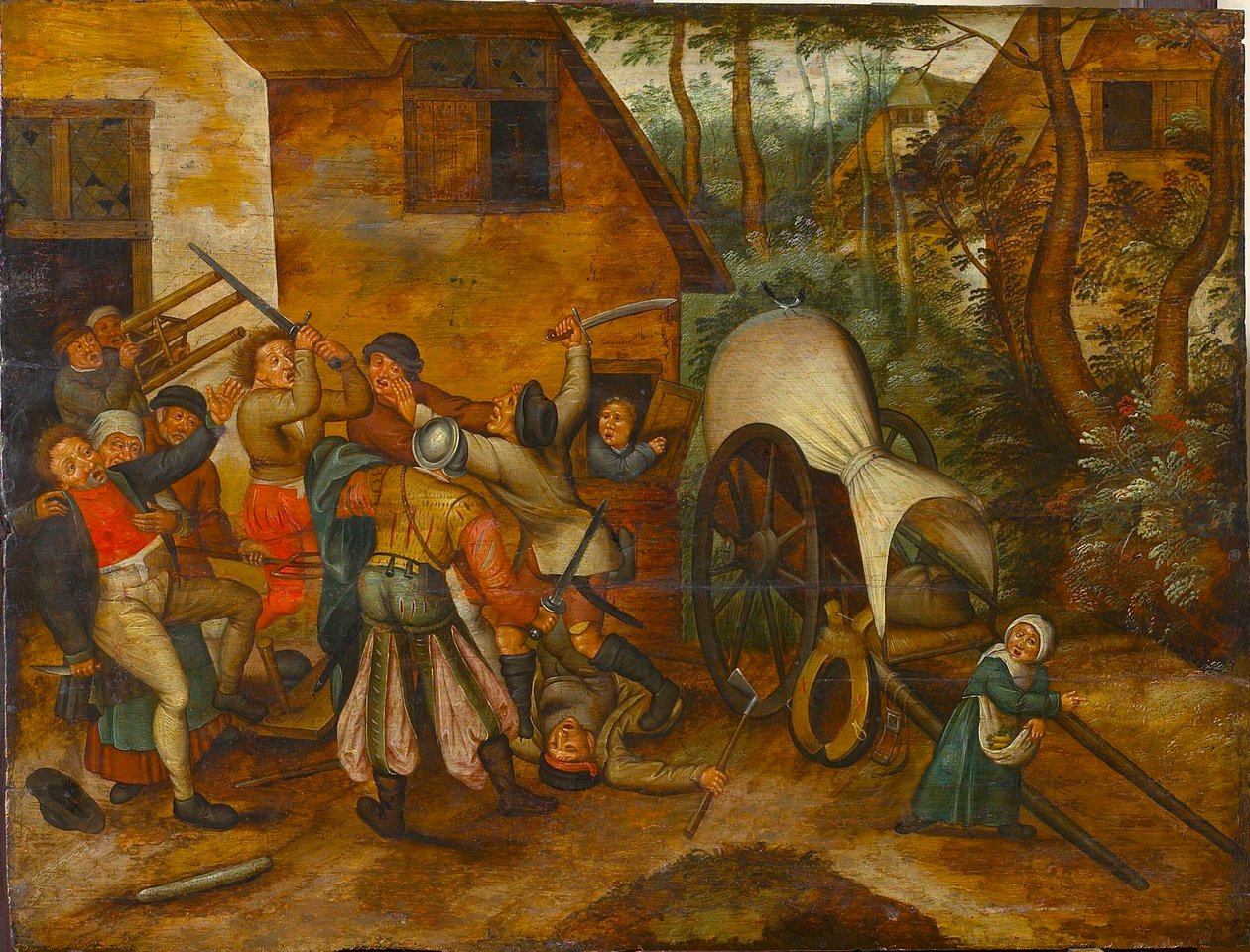 Awanturujący się chłopi i żołnierze, koniec XVI wieku. autorstwa Pieter Brueghel the Younger