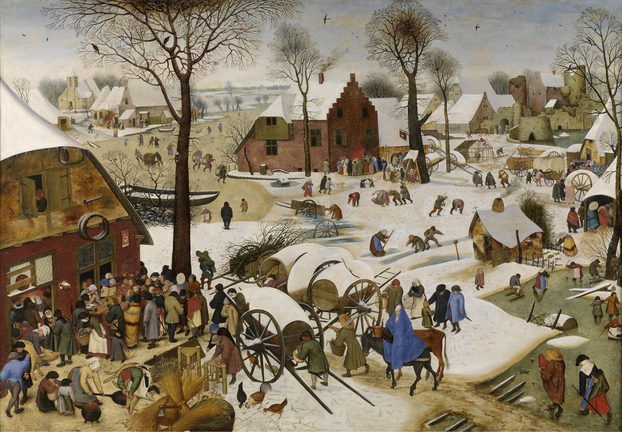 Spis ludności w Betlejem Numeracja w Betlejem, pierwsza tercja XVII wieku. autorstwa Pieter Brueghel the Younger