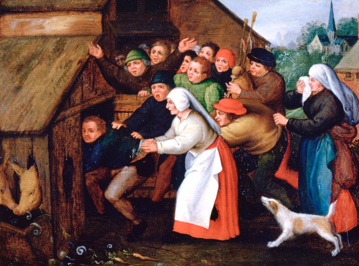 Pijak wepchnięty do chlewu, 1564-1638 autorstwa Pieter Brueghel the Younger