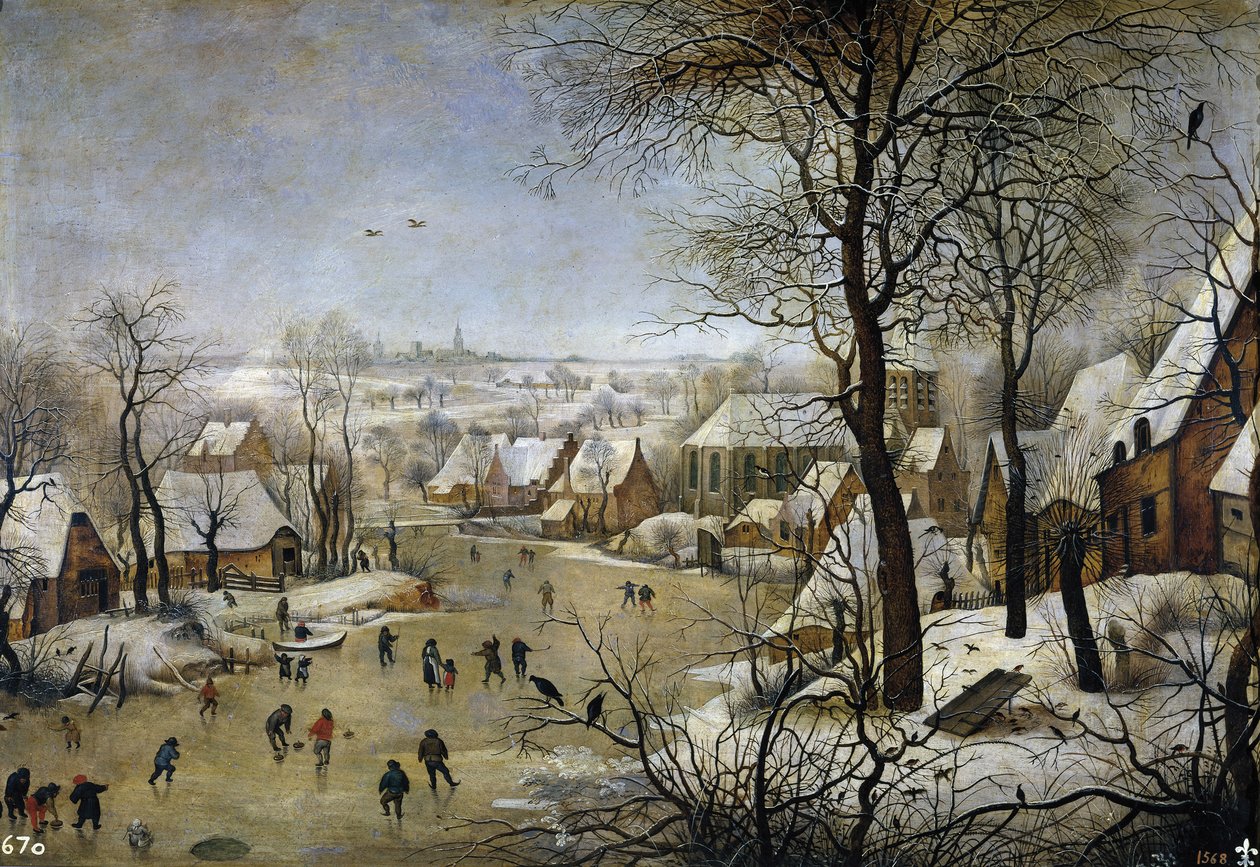 Zimowy pejzaż z pułapką na ptaki, ok. 1601 autorstwa Pieter Brueghel the Younger
