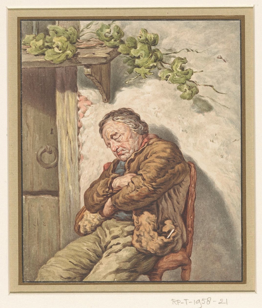 Lou, służący piekarza, śpi przed domem w słońcu autorstwa Pieter Christoffel Wonder