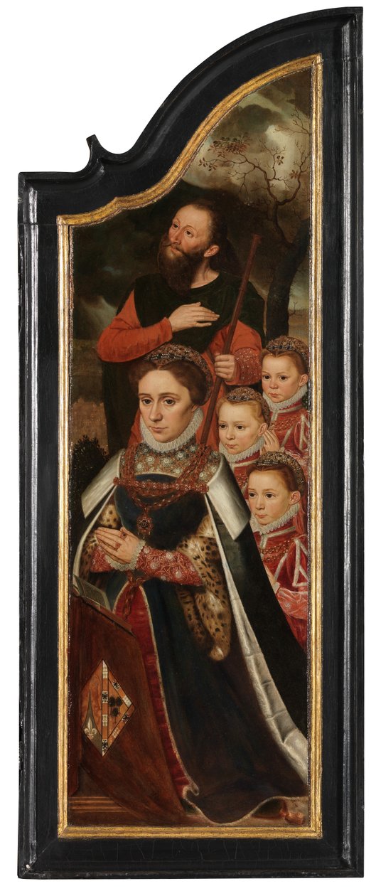 Panel prawy Chrystus na krzyżu z Dziewicą, św. Janem i Marią Magdaleną (olej na desce) autorstwa Pieter Claeissens