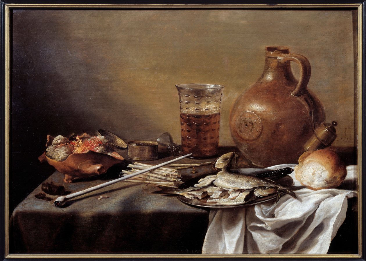 Martwa natura z rybą Obraz Pietera Claesza (1597-1661) 1644 wym. 0,59 x 0,82 m Nantes, Musee des Beaux Arts autorstwa Pieter Claesz