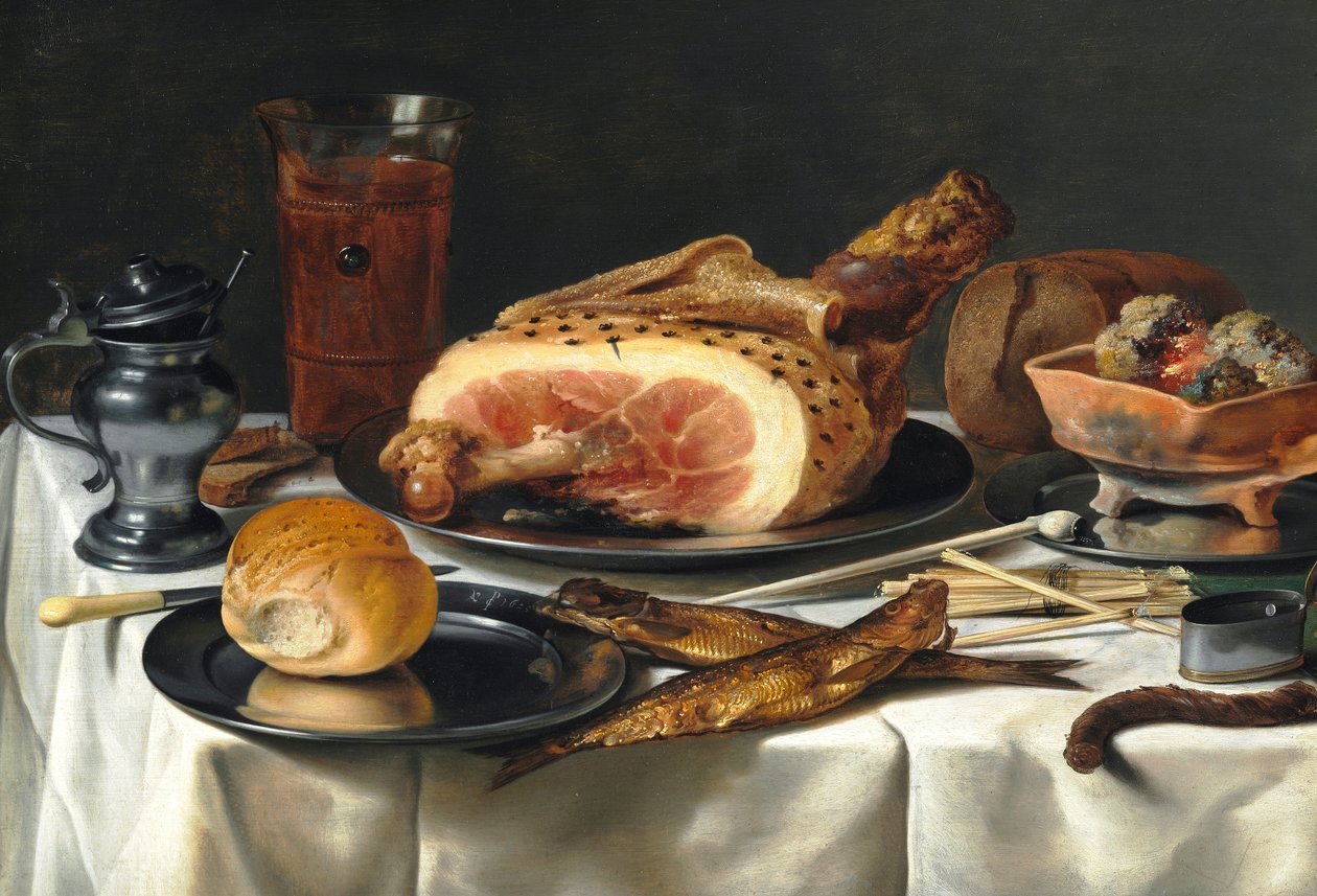 Martwa natura z szynką autorstwa Pieter Claesz