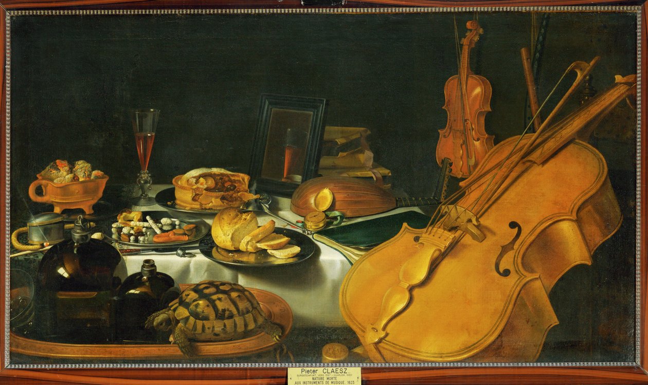 Martwa natura z instrumentami muzycznymi autorstwa Pieter Claesz