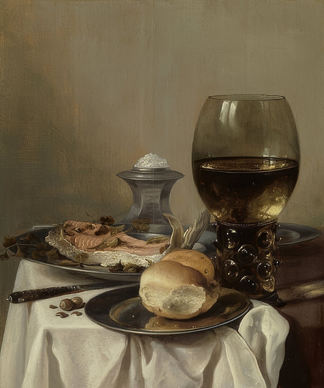 Martwa natura z solą. Około 1640-45 autorstwa Pieter Claesz