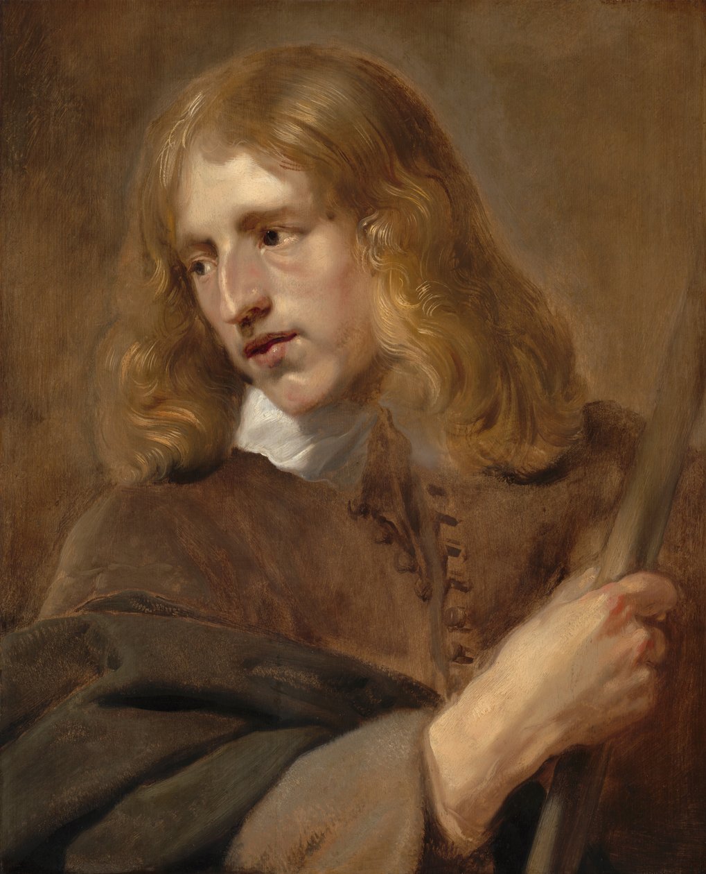 Młody mężczyzna trzymający laskę autorstwa Pieter Claesz Soutman