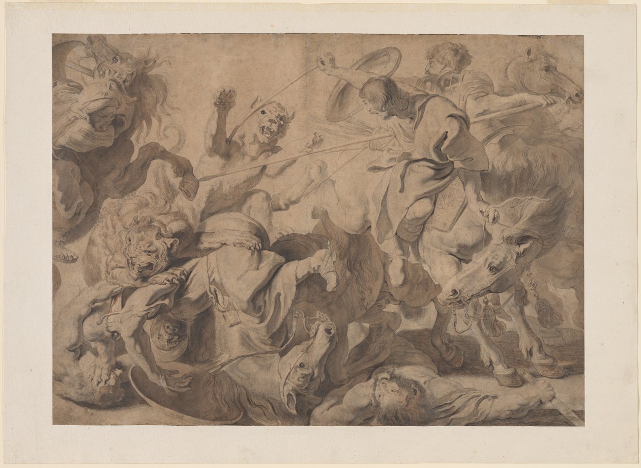 Polowanie na lwa autorstwa Pieter Claesz Soutman and Sir Peter Paul Rubens