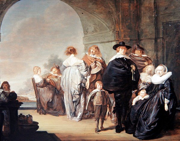 Elegancka firma na tarasie (olej na panelu) autorstwa Pieter Codde