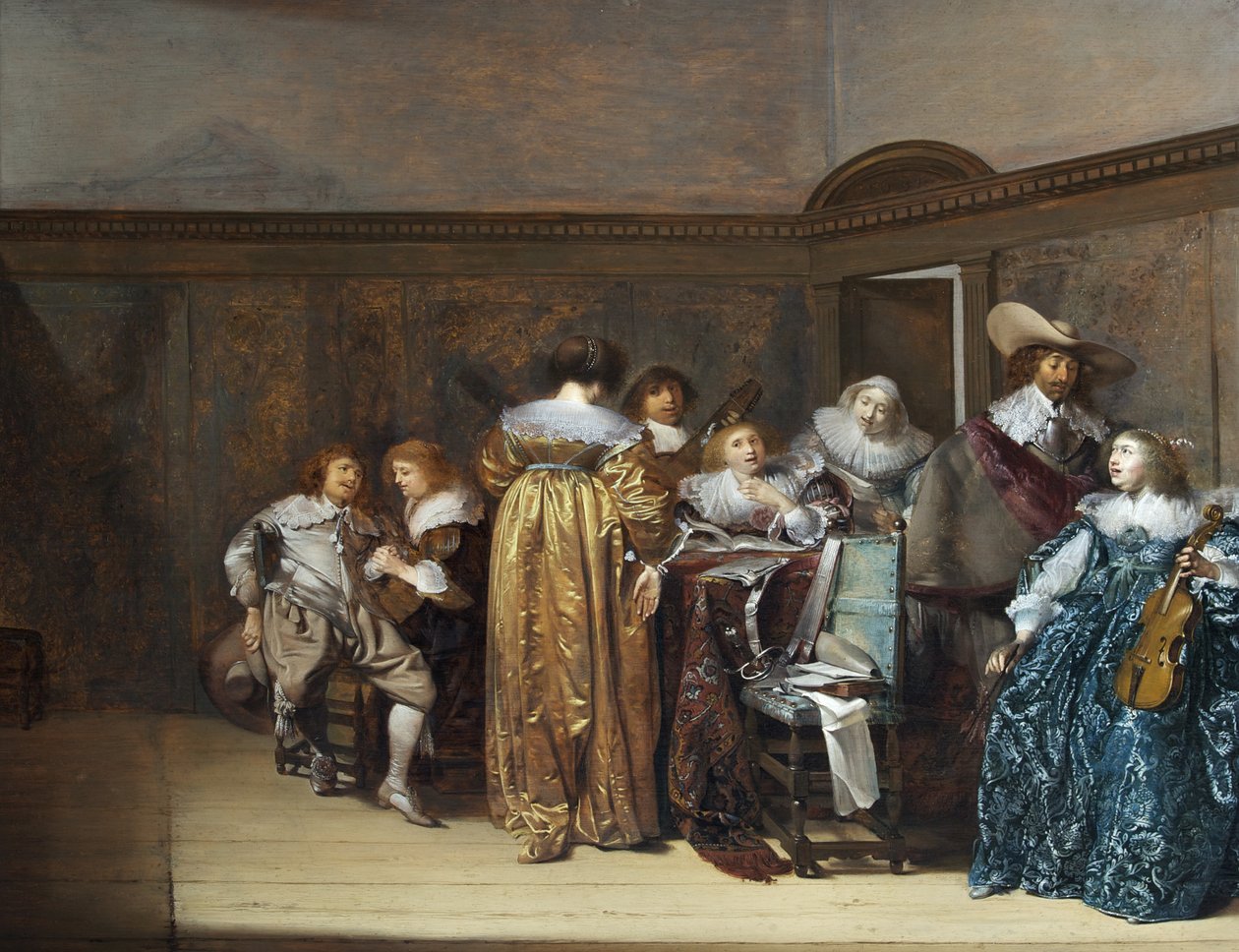 Holenderscy kawalerowie i ich damy tworzące muzykę autorstwa Pieter Codde