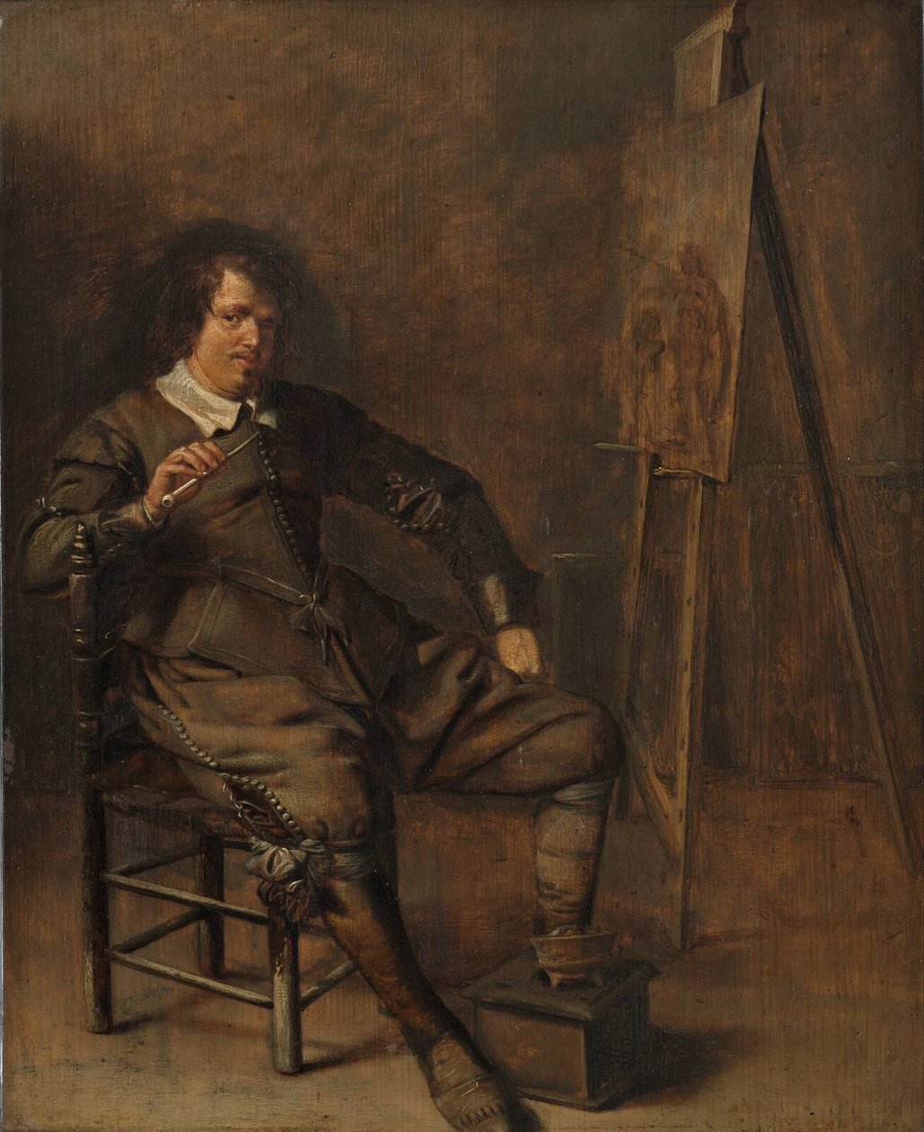 Portret malarza przed jego sztalugą, ok. 1630 autorstwa Pieter Codde