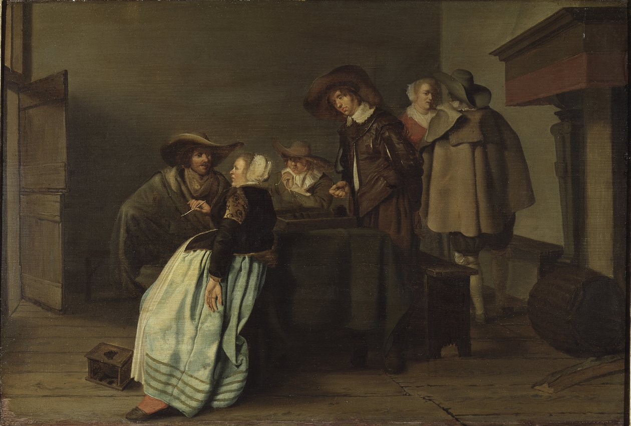 Jedna rozmowa - Rozmowa, Codde, Pieter (1599-1678). olej na płótnie autorstwa Pieter Codde