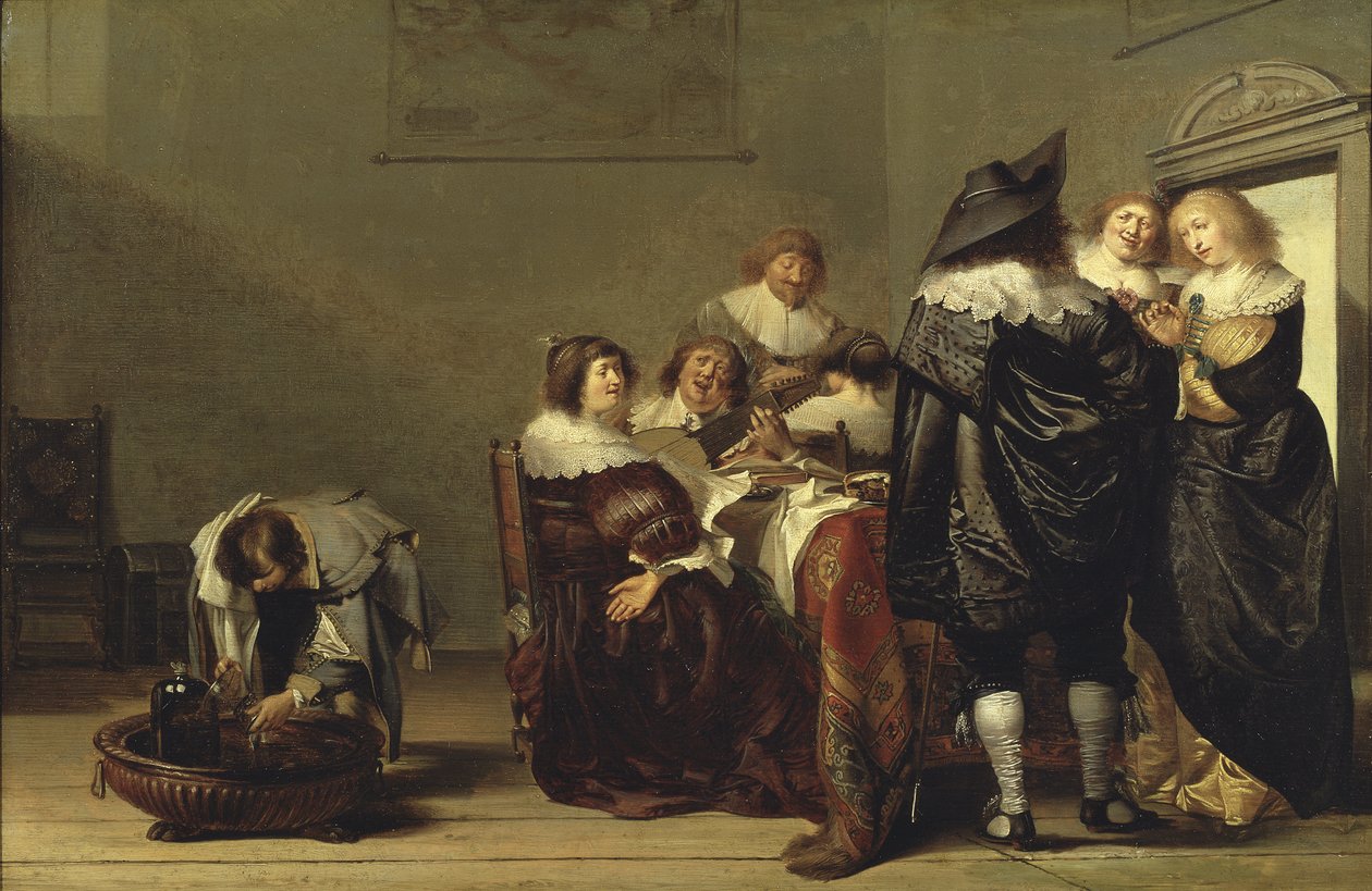 Une fete musicale - Impreza muzyczna Codde, Pieter (1599-1678). Olej na drewnie. Wymiar : 35,5x52,5 cm. Muzeum Narodowe w Sztokholmie autorstwa Pieter Codde