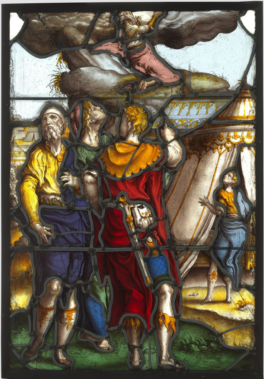 Szyba przedstawiająca Mojżesza na górze Synaj autorstwa Pieter Coecke van Aelst (I) (circle of)