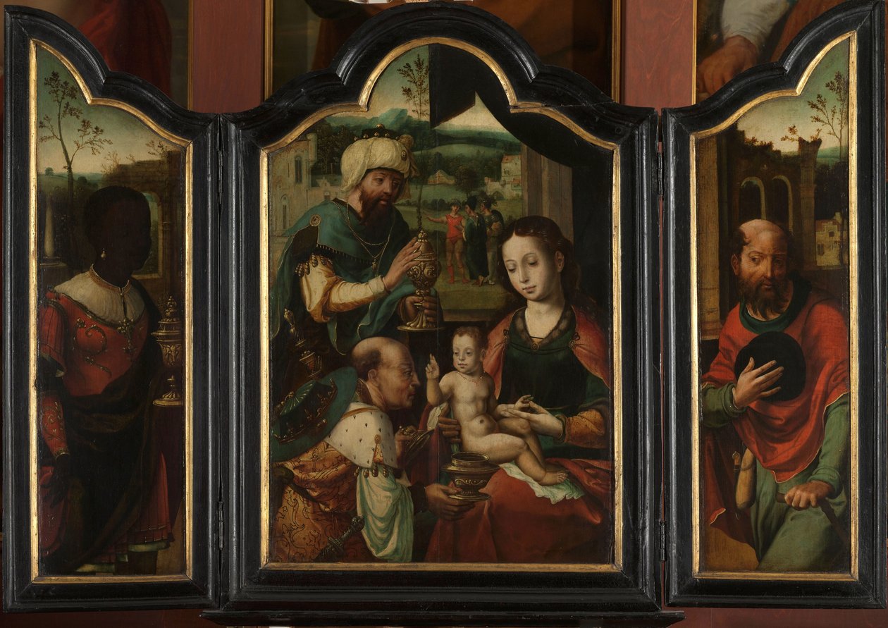 Tryptyk z adoracją Trzech Króli autorstwa Pieter Coecke van Aelst (I) (workshop of)