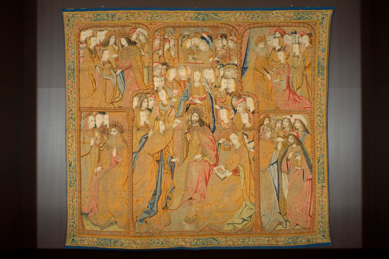 Flamandzki gobelin. Zwiastowanie, ok.1502-04 (złoto, srebro, jedwab i wełna) autorstwa Pieter Coecke van Aelst