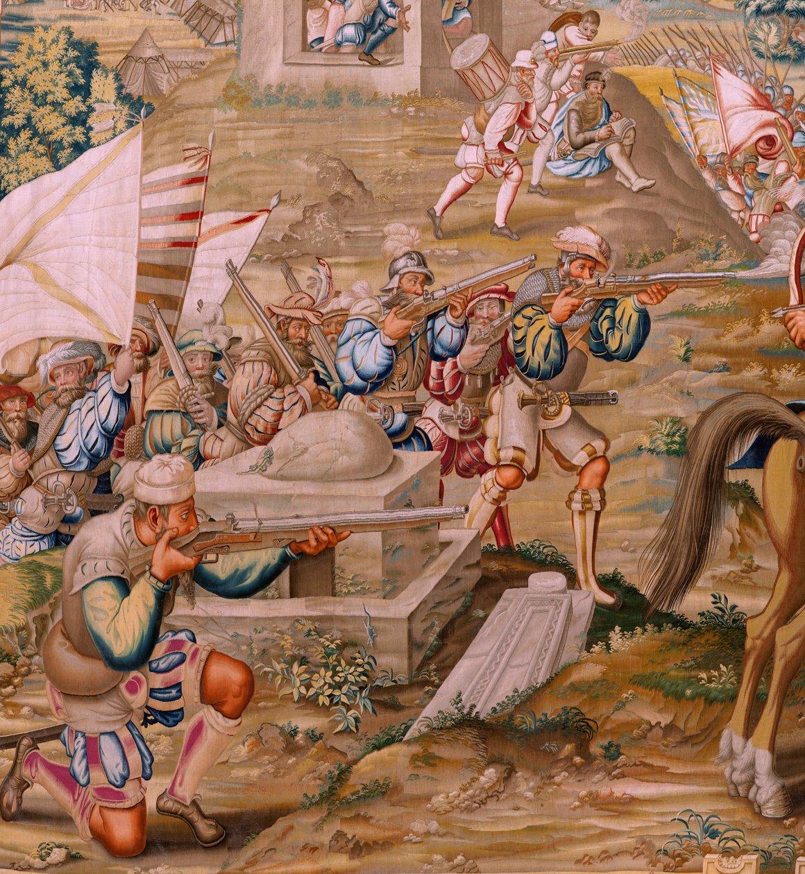 Flamandzki gobelin. Seria Podbój Tunisu. Atak na La Goletę (Ataque a la Goleta). Czwarty gobelin w serii. Model Jan Vermeyen i Pieter Coecke van Aelst. 1543-1548. Produkcja Real Fábrica de Tapices de Santa Bárbara, Madryt autorstwa Pieter Coecke van Aelst