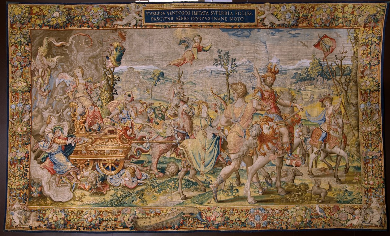 Flamandzki gobelin. Seria Siedem głównych grzechów: Próżność (duma). Rysownik Pieter Coecke van Aelst. Atelier w Brukseli. ok. 1542-1544. autorstwa Pieter Coecke van Aelst