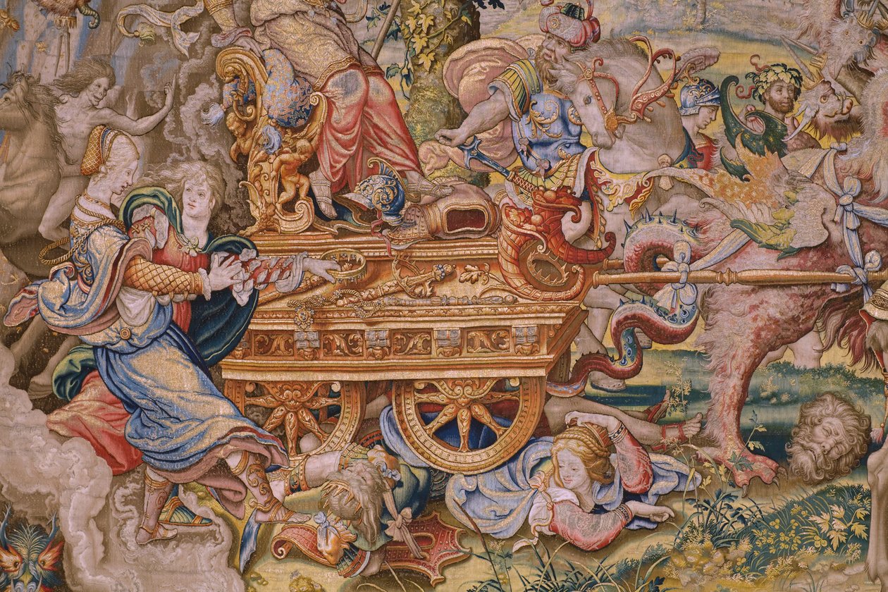 Flamandzki gobelin. Seria Siedem głównych grzechów: Próżność (duma). Rysownik Pieter Coecke van Aelst. Atelier w Brukseli. ok. 1542-1544. autorstwa Pieter Coecke van Aelst