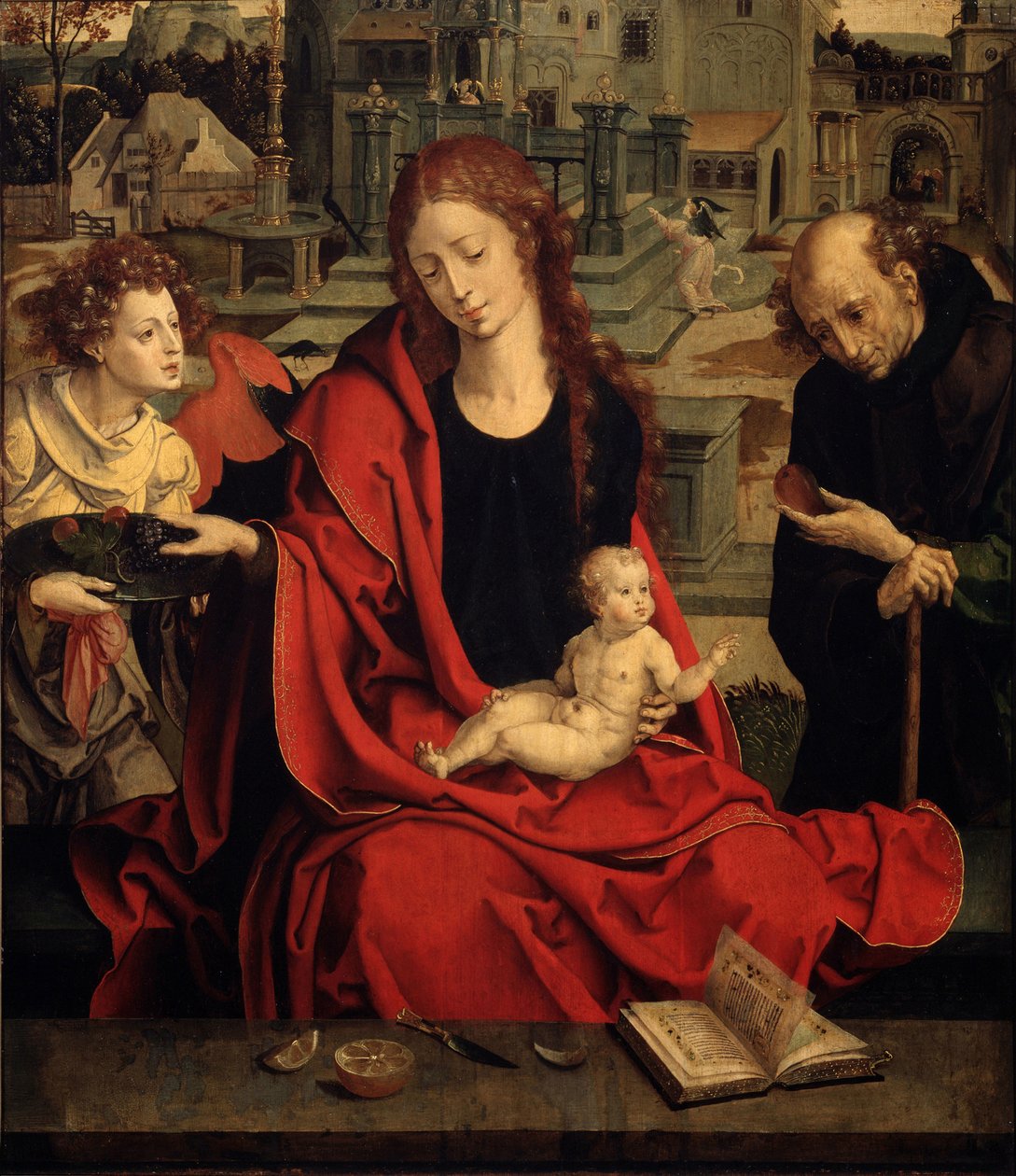 Święta Rodzina z Aniołem autorstwa Pieter Coecke van Aelst