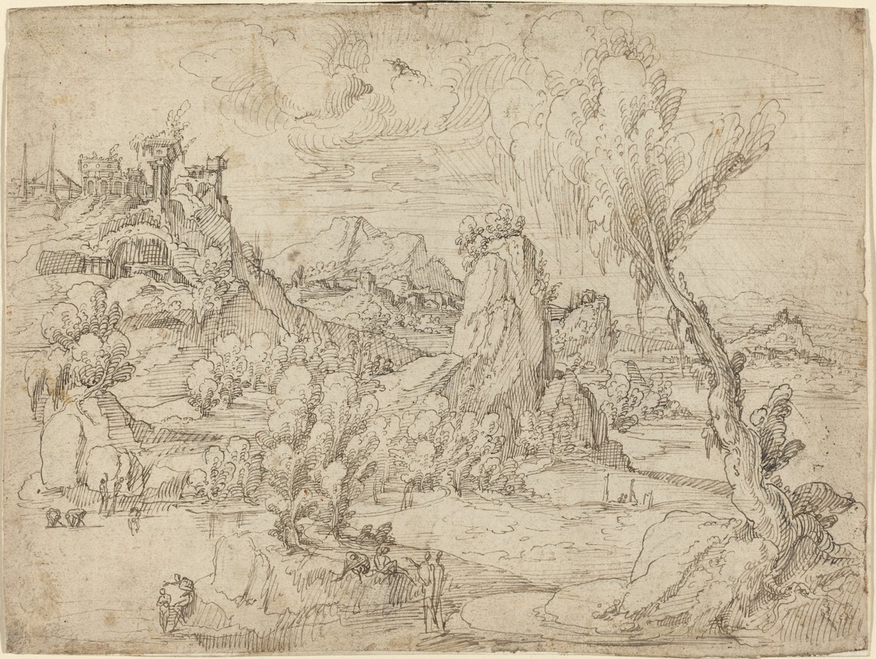 Krajobraz z chrztem Chrystusa autorstwa Pieter Cornelisz Kunst