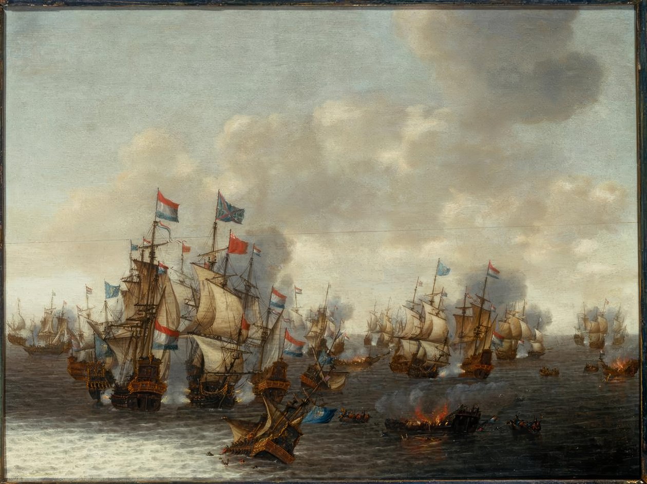 Bitwa morska czterech dni autorstwa Pieter Cornelisz. Soest