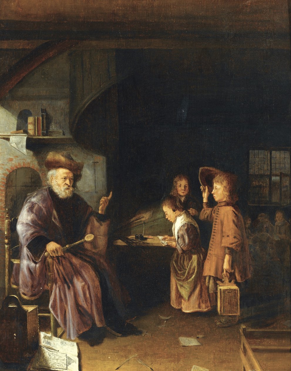Nauczyciel uczący swoich uczniów w klasie, połowa XVII wieku autorstwa Pieter Cornelisz. van Egmondt