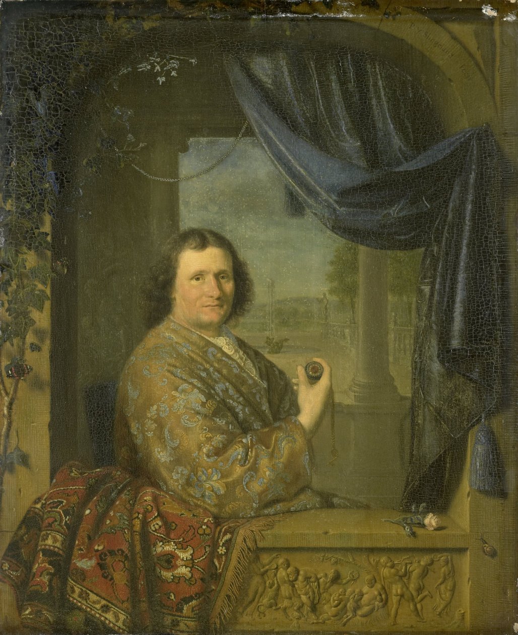 Portret mężczyzny z zegarkiem autorstwa Pieter Cornelisz. van Slingelandt