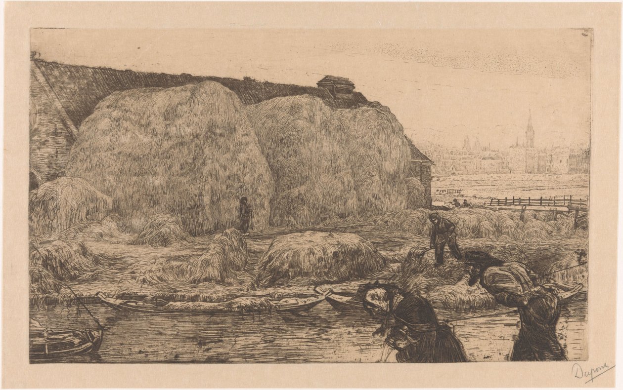 Farma z odłamkami siana na Jaagpad w Amsterdamie autorstwa Pieter Dupont (signed by artist)