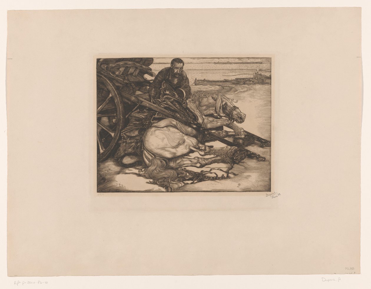 Ranny koń pociągowy autorstwa Pieter Dupont (signed by artist)