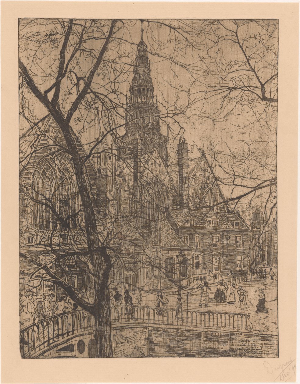 Stary Kościół w Amsterdamie autorstwa Pieter Dupont (signed by artist)