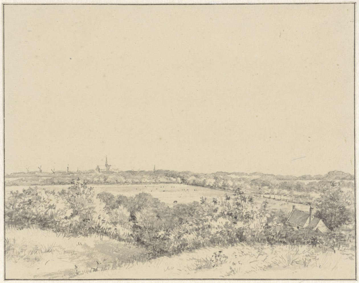 Widok na Haarlem, widziany z wydm autorstwa Pieter Ernst Hendrik Praetorius