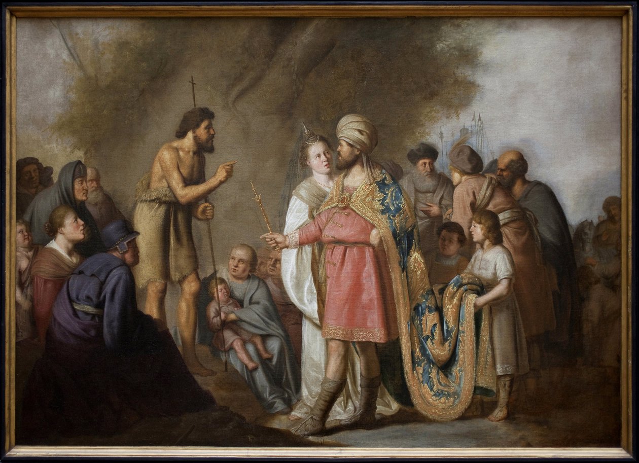 Św. Jan Chrzciciel przemawia przed Herodą. Obraz Pietera Fransza Grebbera (1600-1652), olej na płótnie autorstwa Pieter Fransz. de Grebber