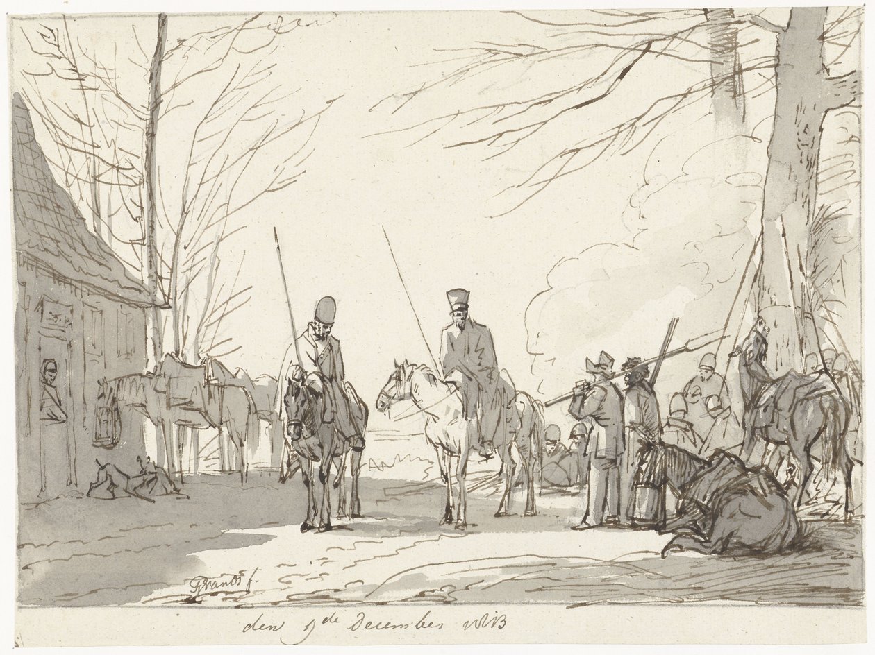Biwak Kozaków, 9 grudnia 1813 autorstwa Pieter Gerardus van Os (signed by artist)