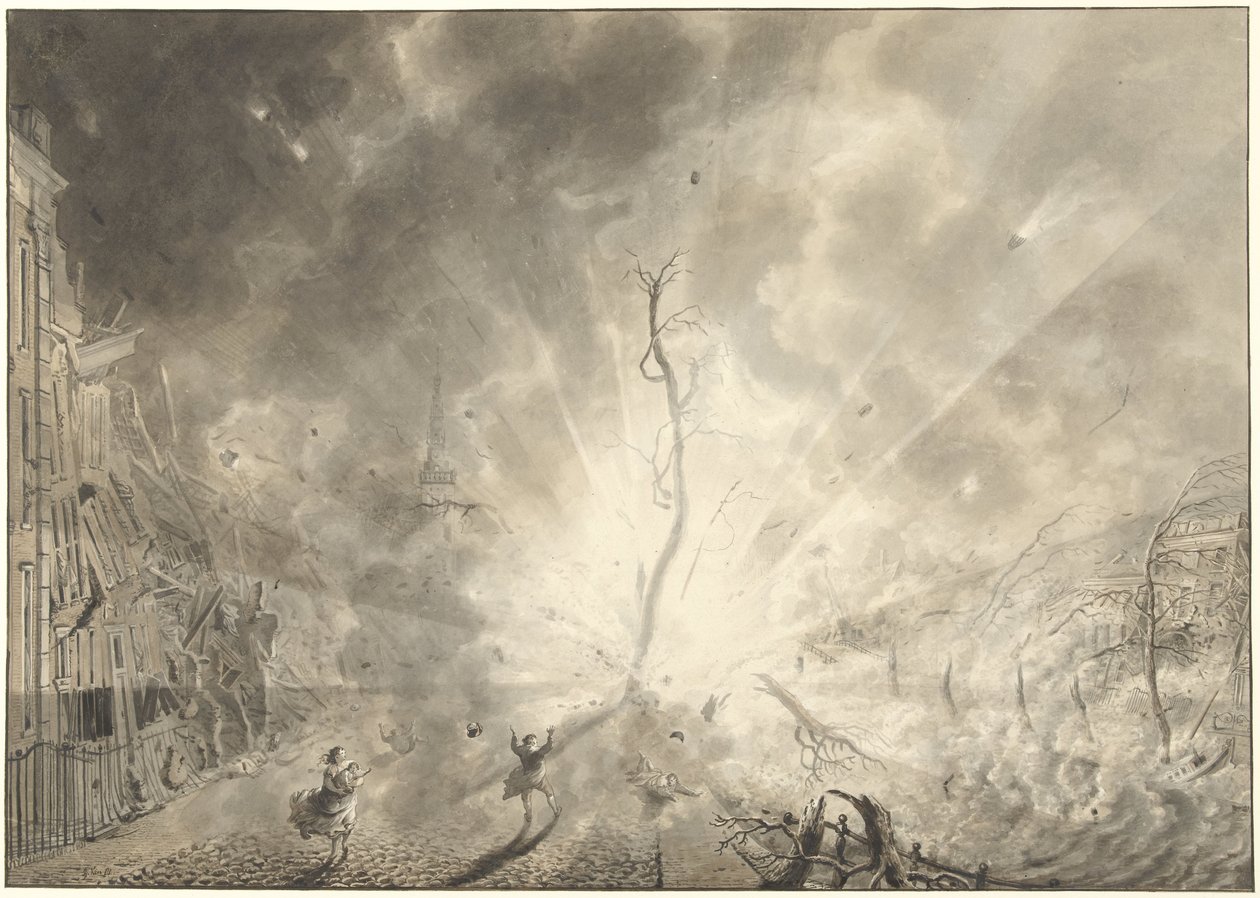 Katastrofa prochowa w Leiden, 12 stycznia 1807 r. autorstwa Pieter Gerardus van Os (signed by artist)