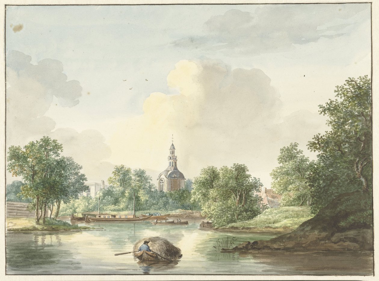 Hogewoerdse Poort w Lejdzie widziany z Singel autorstwa Pieter Gerardus van Os