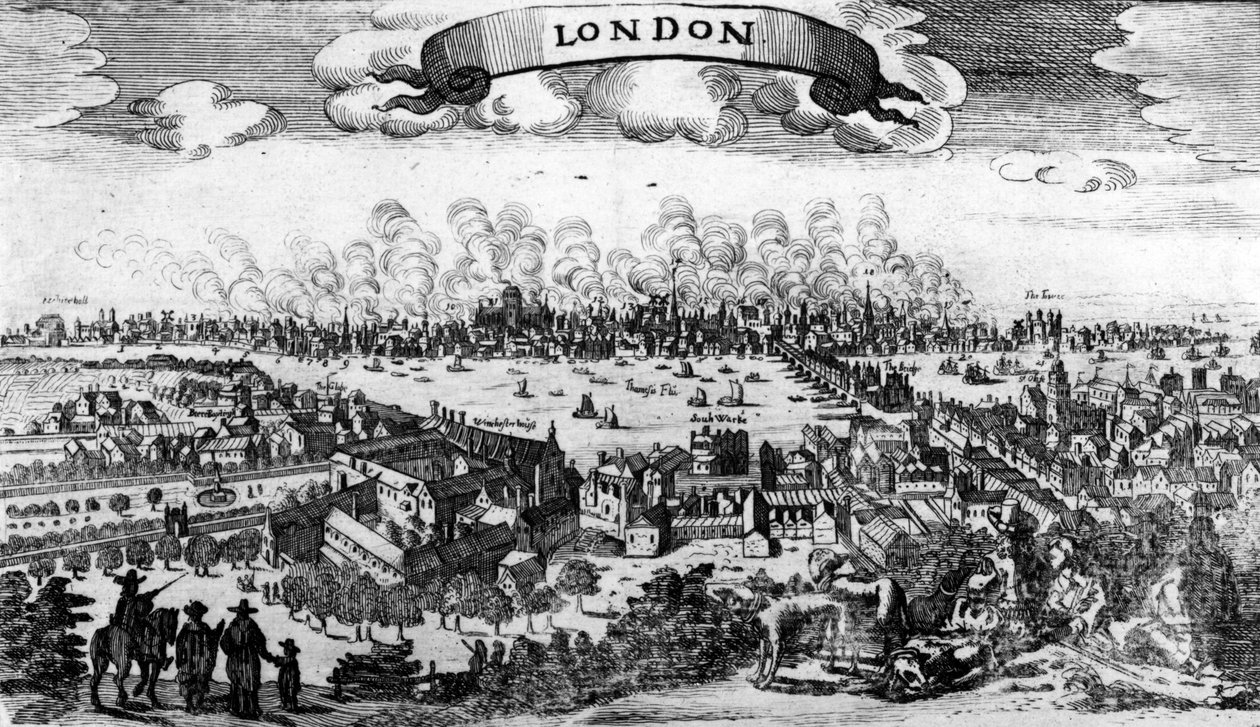 Broadside of the Great Fire of London, 1666 autorstwa Pieter Hendricksz Schut