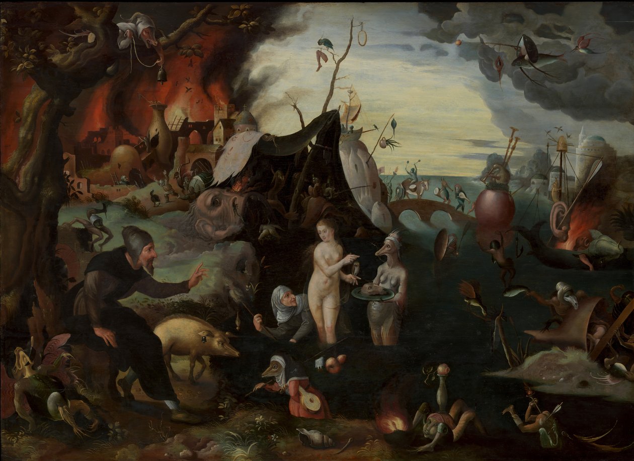 Kuszenie św. Antoniego. autorstwa Pieter Huys