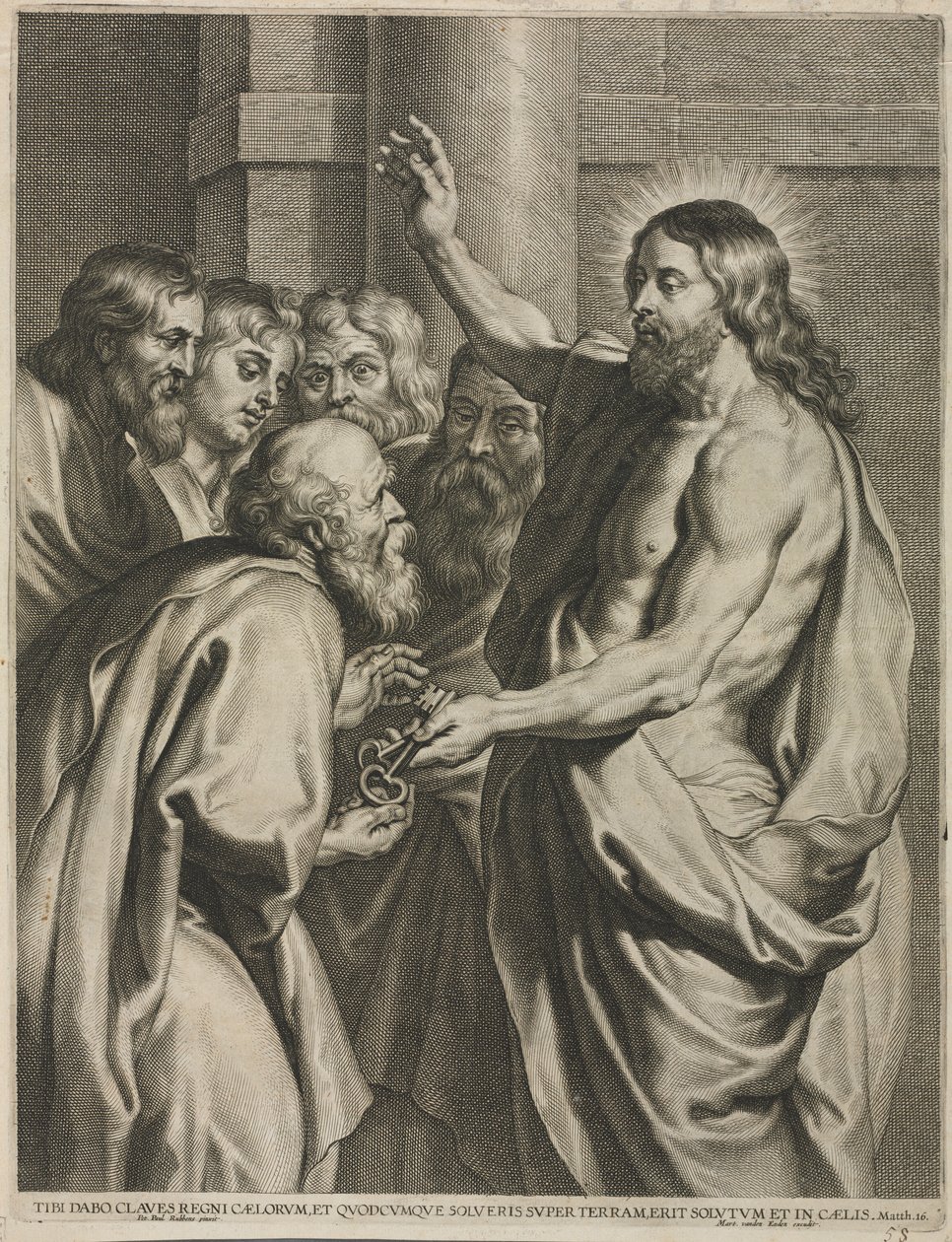 Chrystus dający klucze Piotrowi. autorstwa Pieter I de Jode