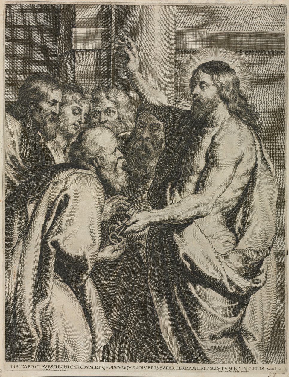 Chrystus dający klucze Piotrowi autorstwa Pieter I de Jode